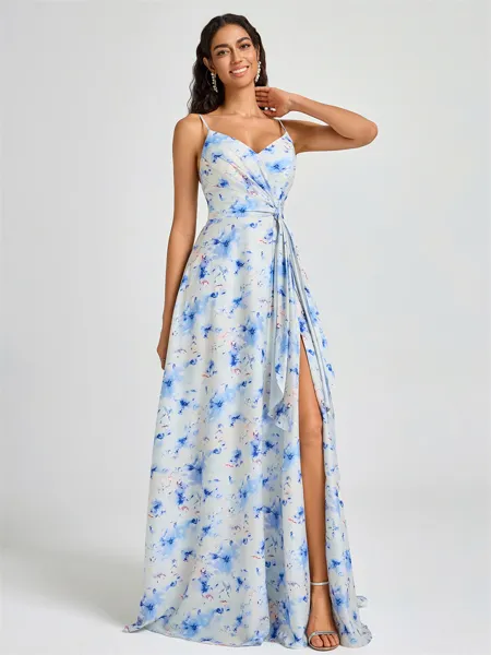 A-line V-neck Pleated...