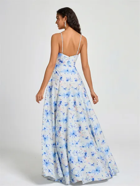 A-line V-neck Pleated...