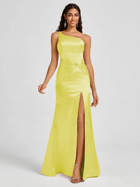 Sheath One-Shoulder Pleated...