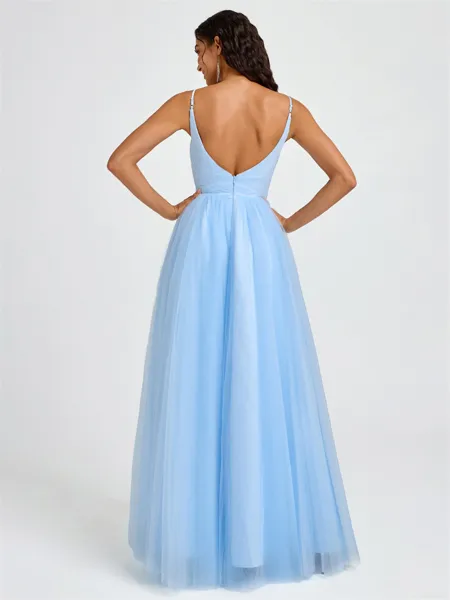 A-line V-neck Pleated...