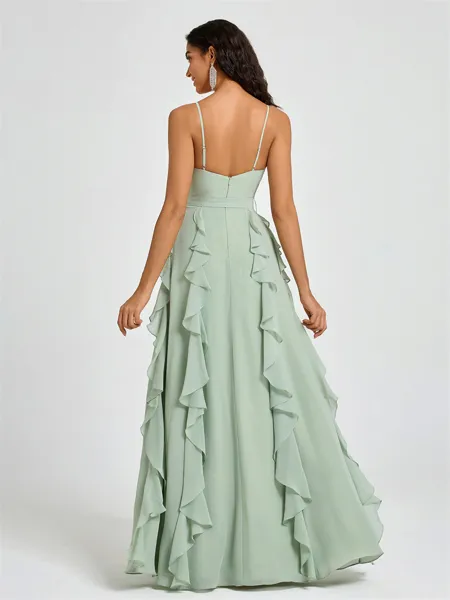 A-line V-neck Ruffles...