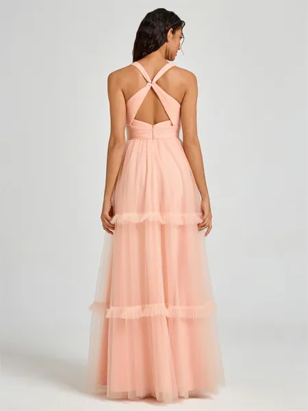 A-line V-neck Pleated...