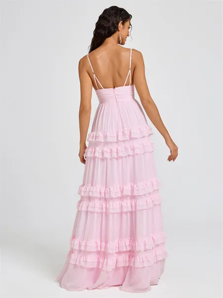 A-line V-neck Cascading...