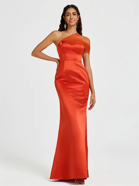 Sheath One-Shoulder Pleated...