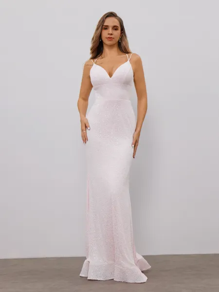 Sheath V-neck Floor-Length...