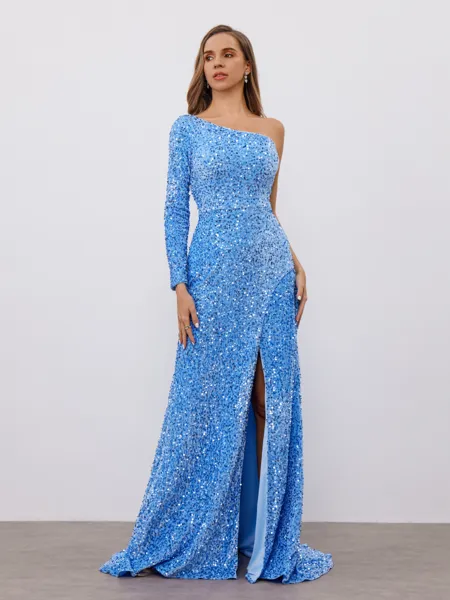 Sheath One-Shoulder Long...