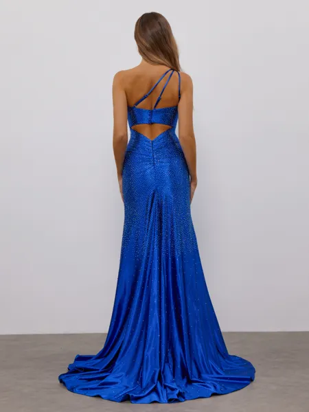 Sheath One-Shoulder Beading...