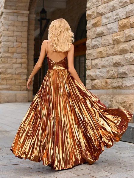 A-line Halter Pleated...