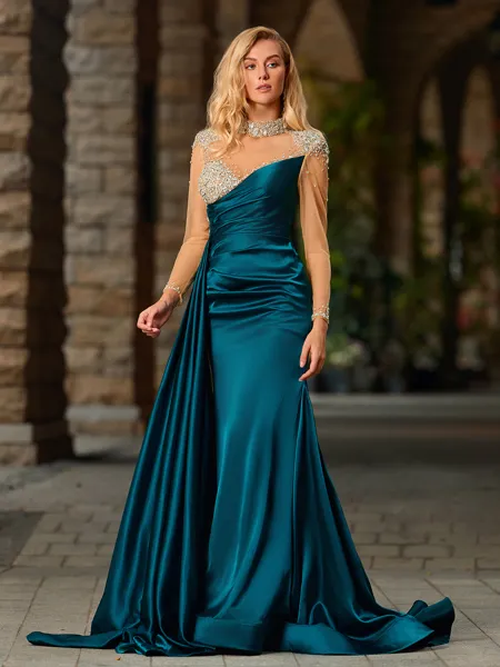 Sheath High Neck Long...