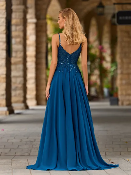 A-line V-neck Appliques...