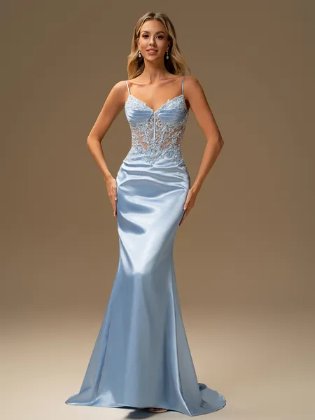 Sheath V-neck Appliques...