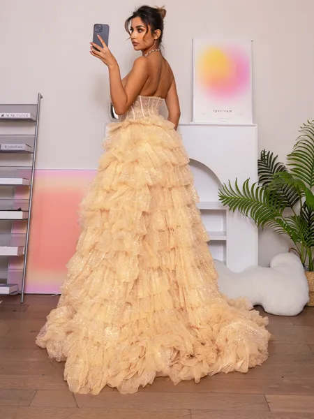 A-line Straight Sequin...