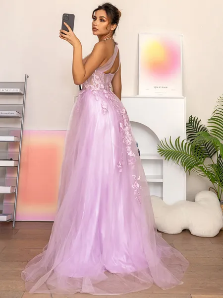 A-line One-Shoulder...