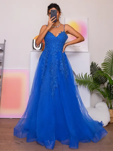 A-line V-neck Appliques...