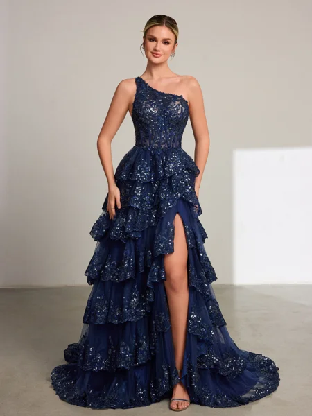 A-line One-Shoulder...