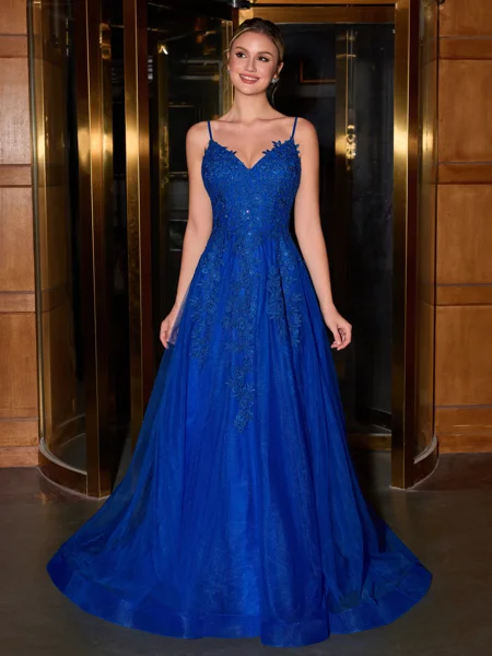 A-line V-neck Appliques...