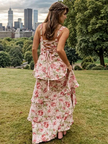 A-line Straps Sleeveless...