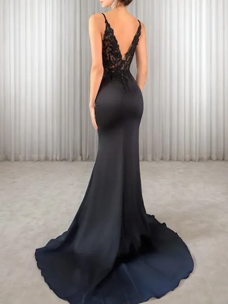 Sheath V-neck Appliques...