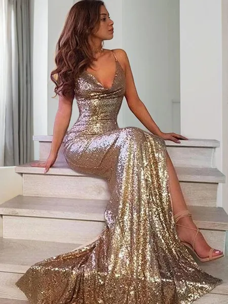 Sheath/Column V-neck Sweep...