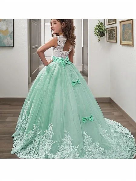 Ball Gown Jewel Sweep Train...