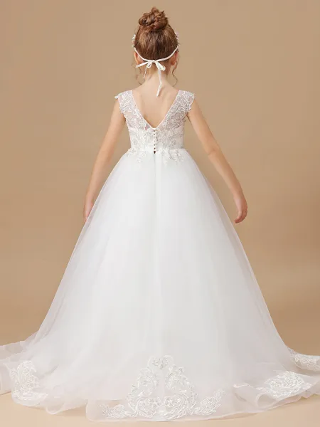 Ball Gown Scoop Sweep Train...