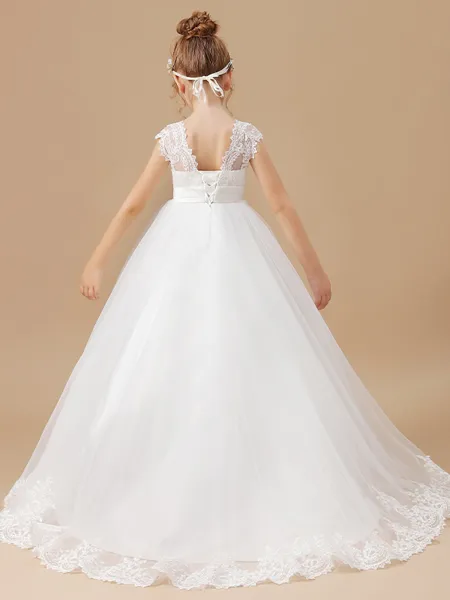 Ball Gown V-neck Sweep...