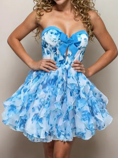 A-line Sweetheart Ruffles...