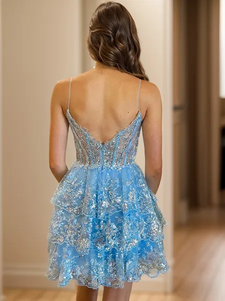 A-line V-neck Appliques...