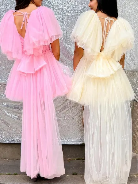 A-line V-neck Pleated...