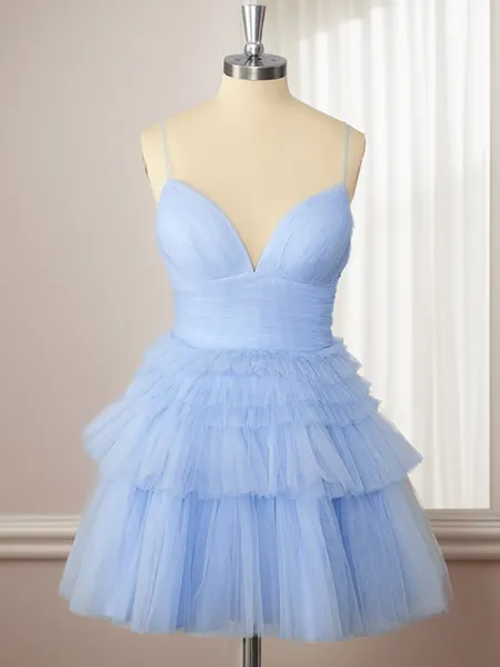 A-line Tulle Spaghetti...