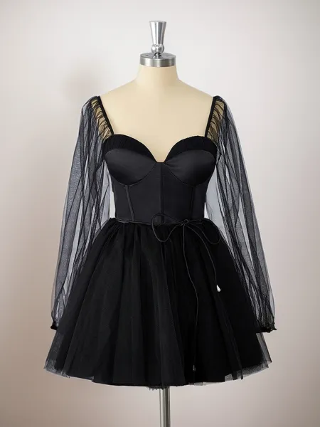 A-line Long Sleeves Tulle...