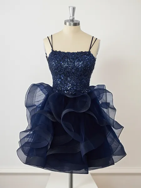 A-line Tulle Spaghetti...