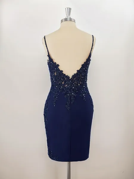 Sheath Stretch Crepe V-neck...