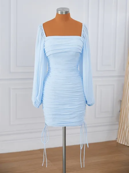 Sheath Long Sleeves Chiffon...