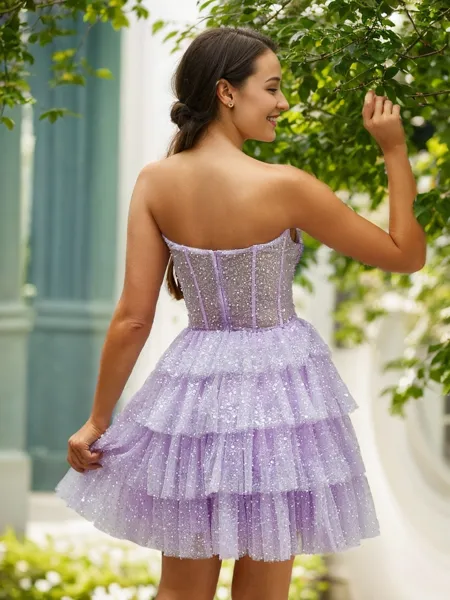 A-line Strapless Beading...