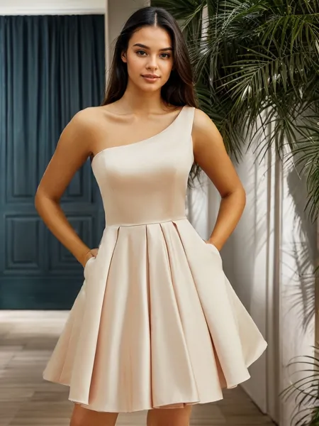 A-line One-Shoulder...