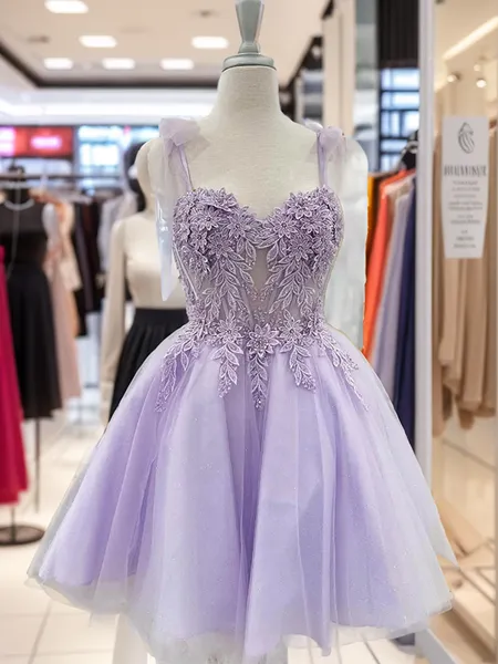 A-line/Princess Tulle Sweetheart Sleeveless Short/Mini Homecoming Dress