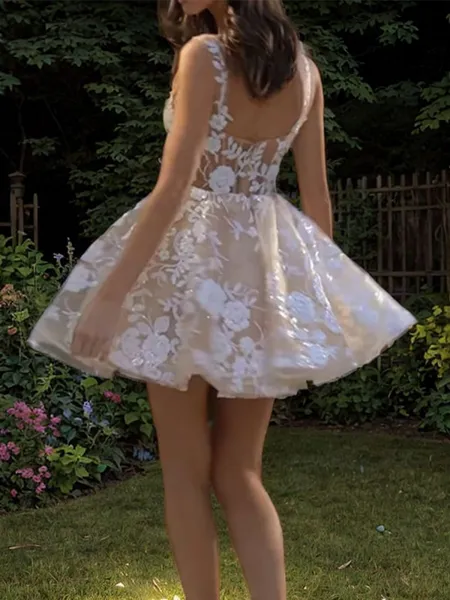 A-line Straps Sequin...