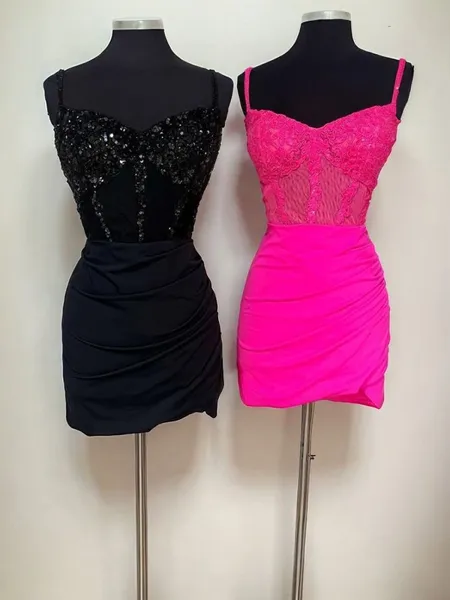 Sheath Spaghetti Straps Appliques Lace Short/Mini Jersey Corset Homecoming Dress