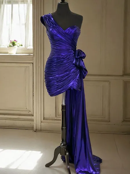 Sheath One-Shoulder Pleated...