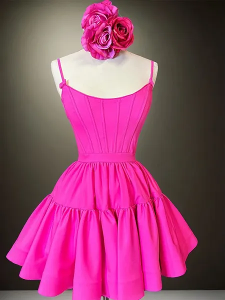 A-line Spaghetti Straps Short/Mini Stretch Crepe Corset Dress