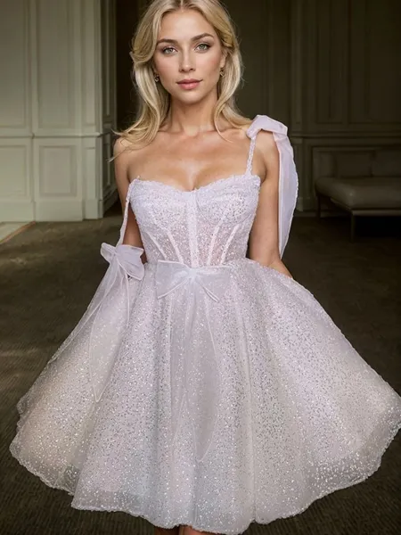 A-line Sweetheart Sequin...