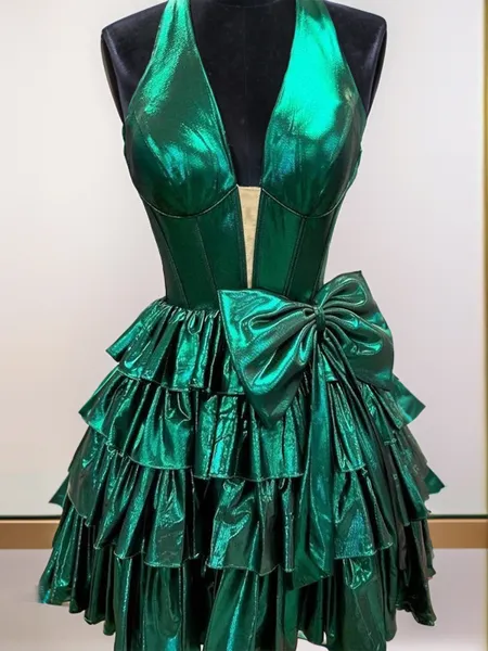 A-line Halter Bow...