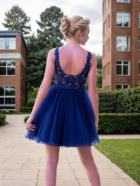 A-line V-neck Appliques...