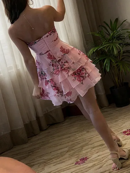 A-line Sweetheart Cascading...