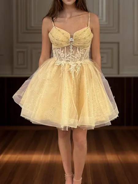 A-line Sweetheart Ruffles...