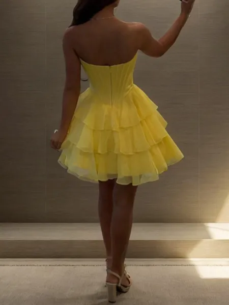 A-line Sweetheart Cascading...