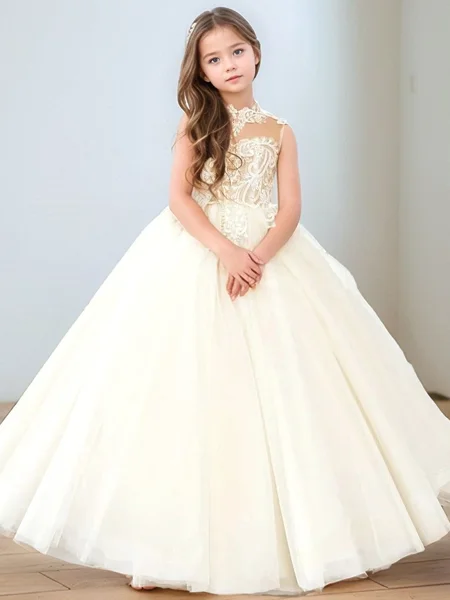 Ball-Gown High Neck Lace...