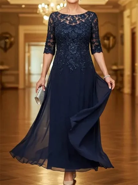 A-line Scoop 3/4 Sleeves...