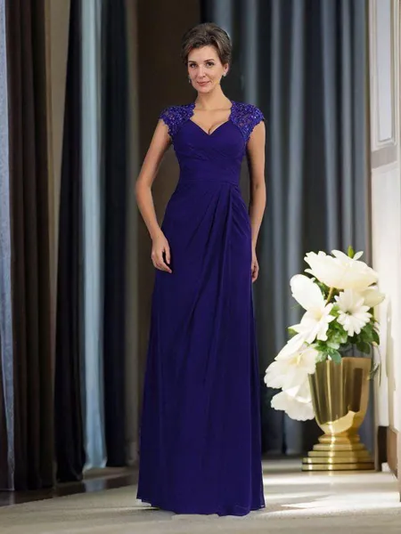 Trumpet/Mermaid V-neck Floor-Length Chiffon Mother of the Bride Dresses